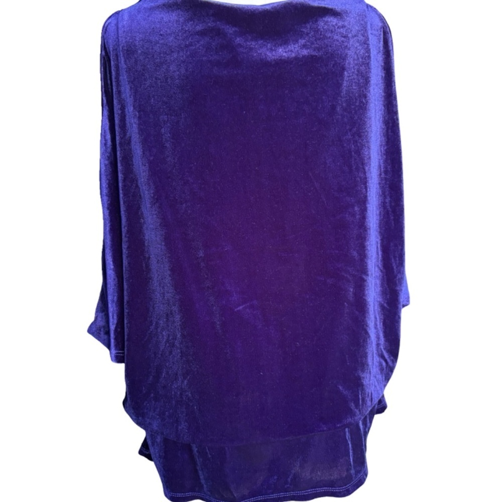 NWT: For Cynthia Velour Drape Cowl Neck Regency Tunic - 2X - Deep Purple - Picture 5 of 8